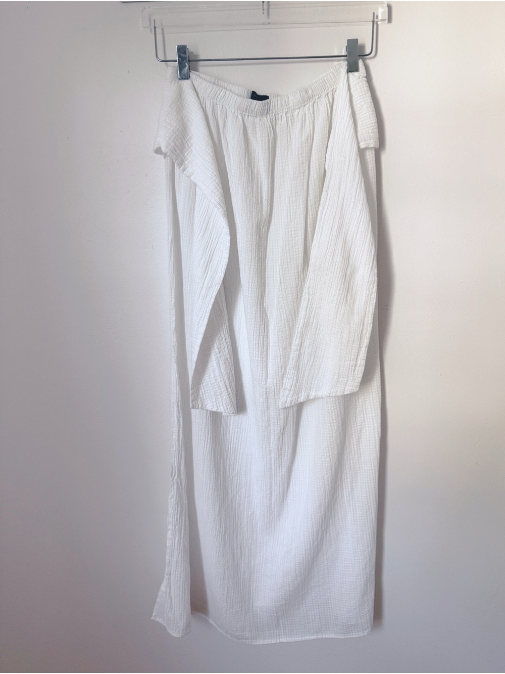 J.Crew White Cotton Gauze Side-Slit Maxi Skirt Cover-Up Semi-sheer size S